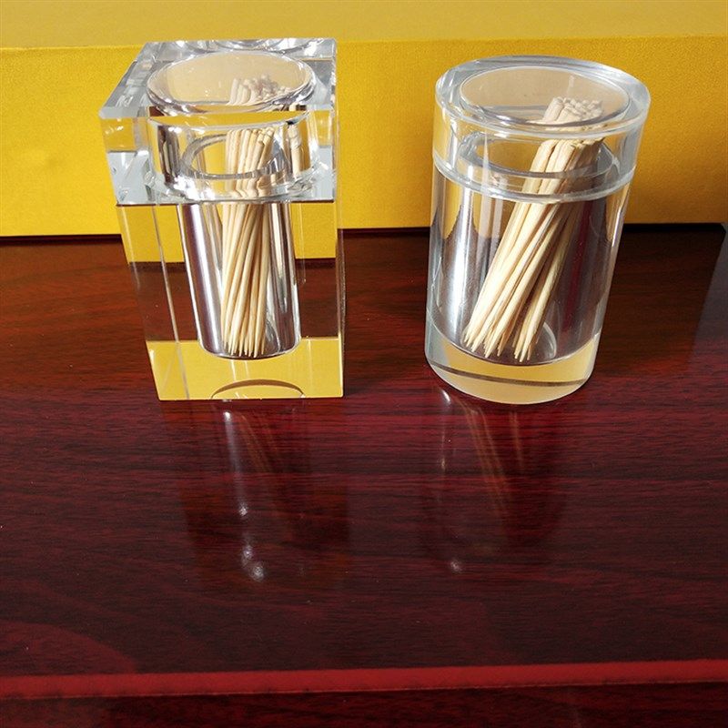 水晶玻璃方圆形牙签筒酒店用品家用透明彩色牙签盒广告牙签罐定制