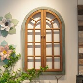 复古假窗户装 饰仿真实木窗户框花园背景墙挂件创意拍摄道具