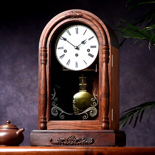 汉时钟表座钟客厅大号摆钟桌面摆台式大红酸枝赫姆勒台钟HD328