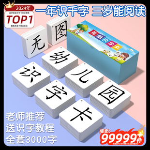 识字卡片幼儿园启蒙无图认字书3岁儿童宝宝学汉字全套早教生字2