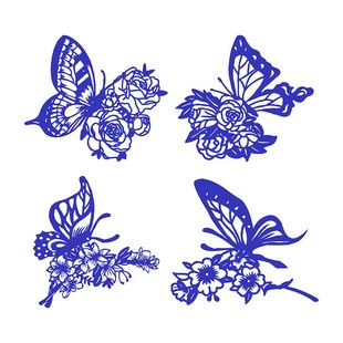 蝴蝶剪纸作品成品蝶恋花手工刻画图案镂空窗花动物刻纸装饰剪纸画
