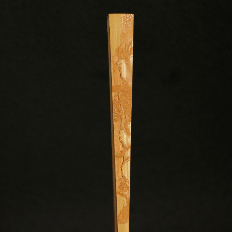 留青浅浮雕纯手工竹雕工艺老玉竹95寸18方雕刻竹扇子文玩把件把玩