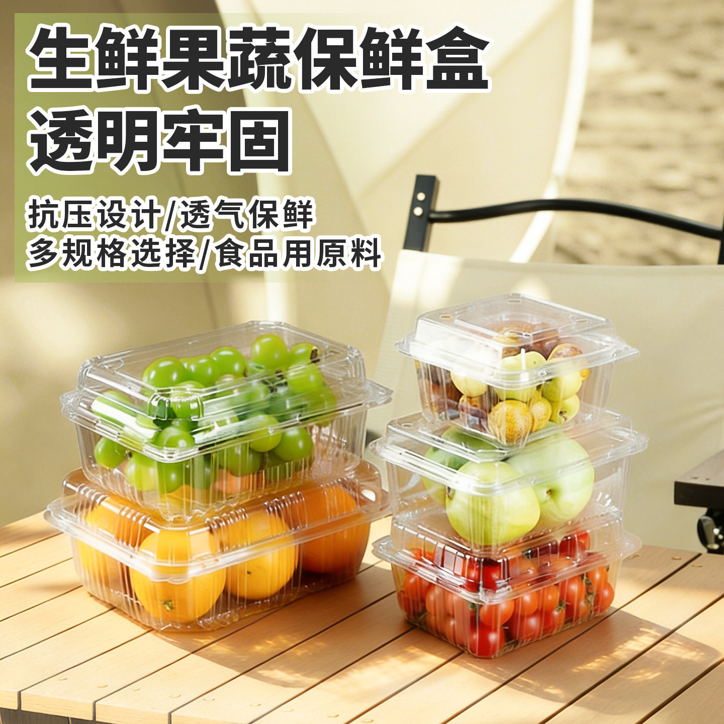 整箱批发一次性加厚带盖果蔬盒水一次性餐盒