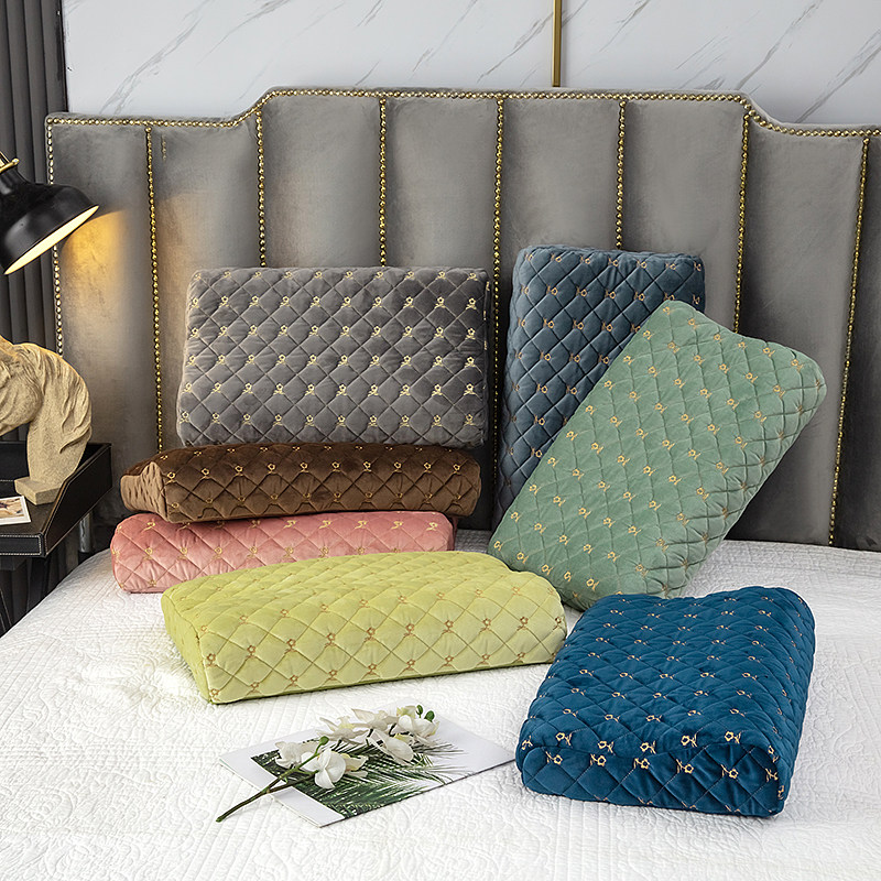 加厚刺绣乳胶枕套枕头套单人40X60泰国专用橡胶记忆枕套儿童30X50