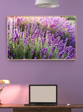 现代薰衣草浪粉紫色风景卧室床头装饰画沙发背景墙壁客厅餐厅挂画