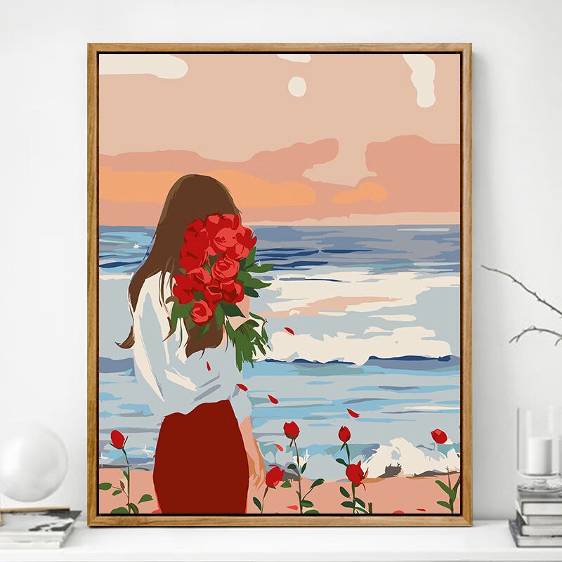 数字油画diy填充手绘风景花卉油彩画手工减压填色画画装饰画沙漠