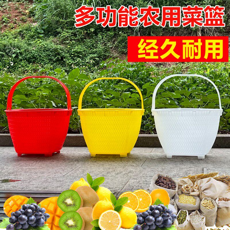 塑料提篮捡菌水果送饭野餐提篮家用购物篮饮料提篮买菜篮采摘篮子