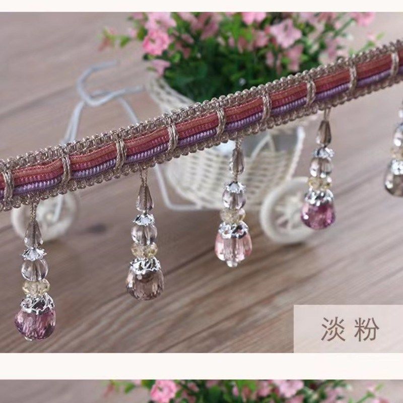 窗帘花边装饰花边流苏布料配饰珠子辅料流苏吊坠边穗帘头拼接孔蓝,居家布艺,花边/蕾丝,淘宝优惠券,粉丝福利购,淘宝优惠卷