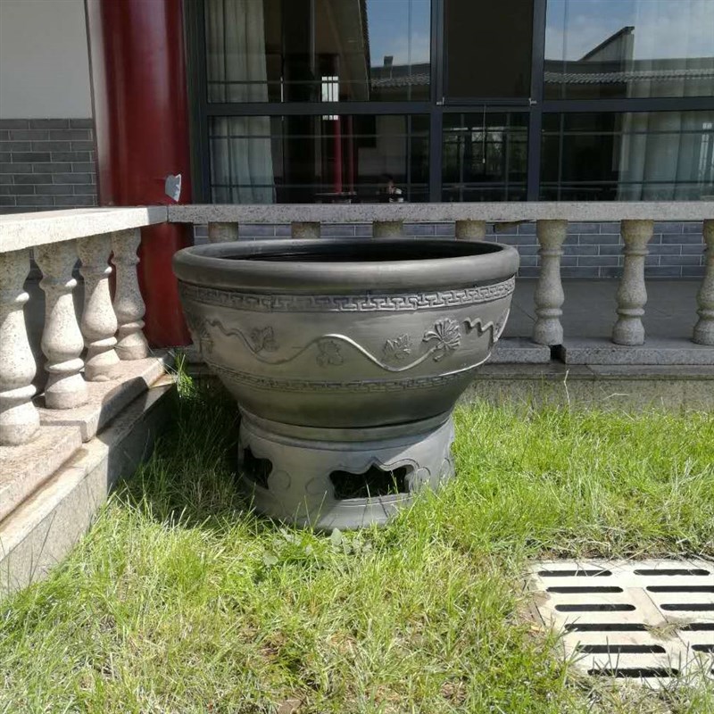 老北京鱼盆客厅造景养金鱼鱼缸陶瓷泥盆瓦盆鱼缸荷花缸庭院特大号