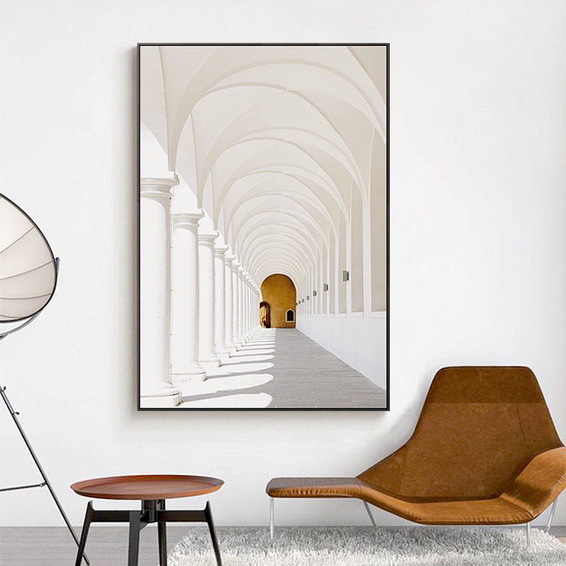 美森映象 现代建筑装饰画办公室玄关过道挂画大幅酒店样板房壁画
