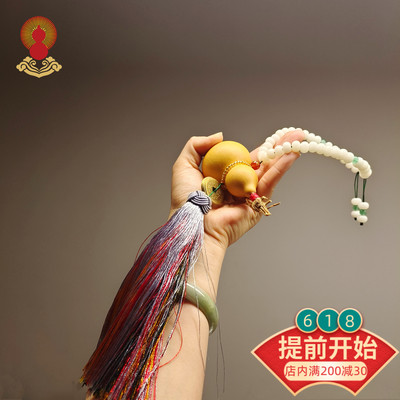 郭氏手工天然小葫芦挂件不开口五彩绳流苏家居门口车内吊饰品文玩