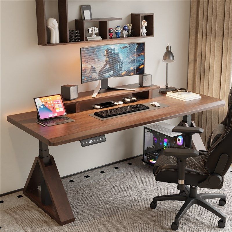 实木智能电动升降电脑桌家用卧室办公工作写字书桌双人台式电竞桌,住宅家具,电动升降桌,淘宝优惠券,粉丝福利购,淘宝优惠卷