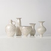 一匚白色做旧陶瓷花器软装 售楼处客厅书房玄关样板间餐厅花瓶摆件