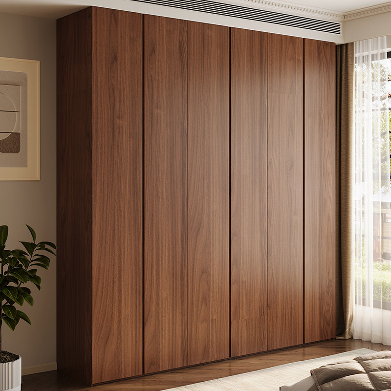 定制全实木衣柜家用主卧胡桃木2024爆款免拉手一门到顶橡木大衣橱