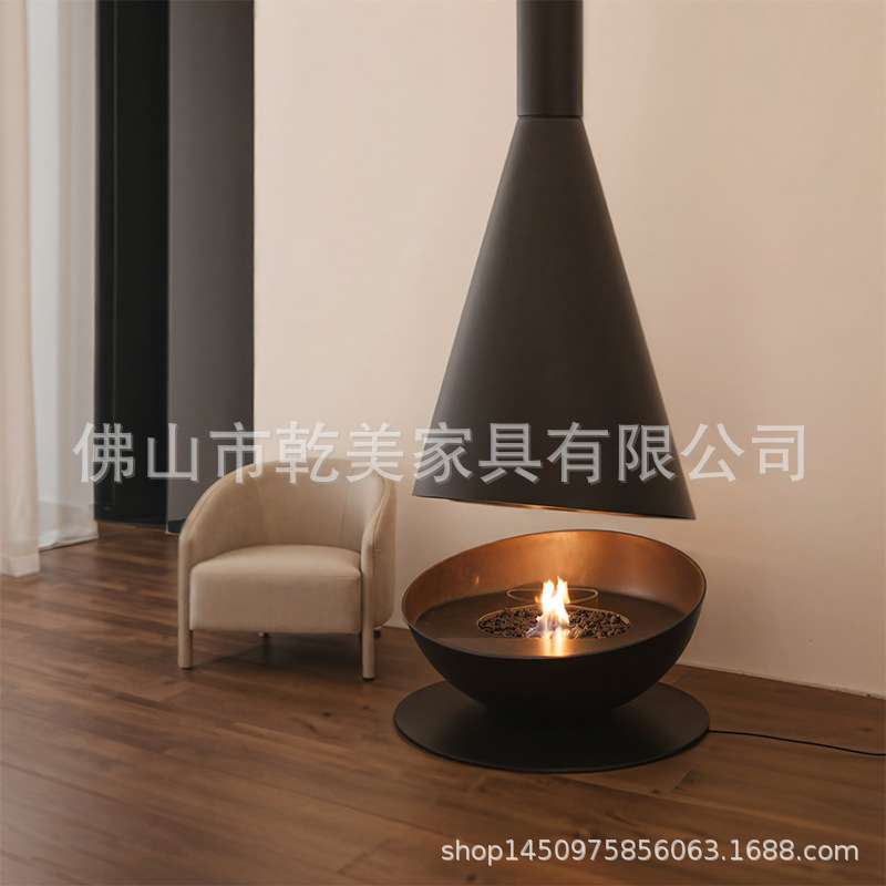 乾美高端真火酒精悬挂壁炉酒店别墅室内景观装饰真火仿真火取暖炉