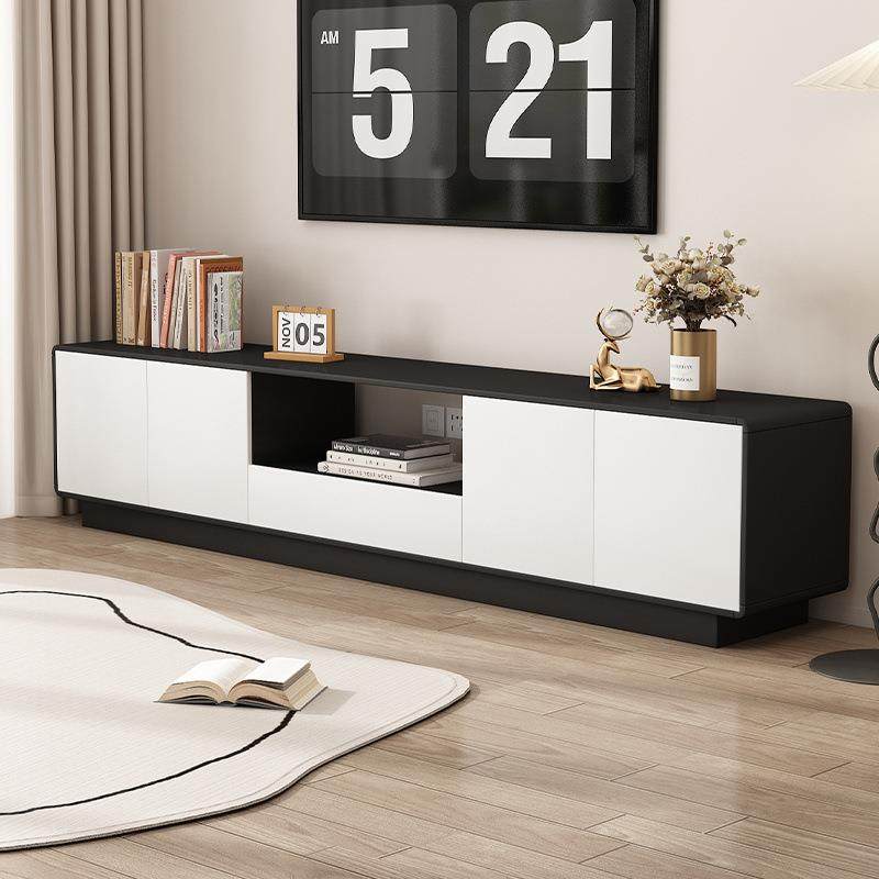 实木圆角电视柜简约小户型客厅新款奶油家用落地储物收纳矮柜法式