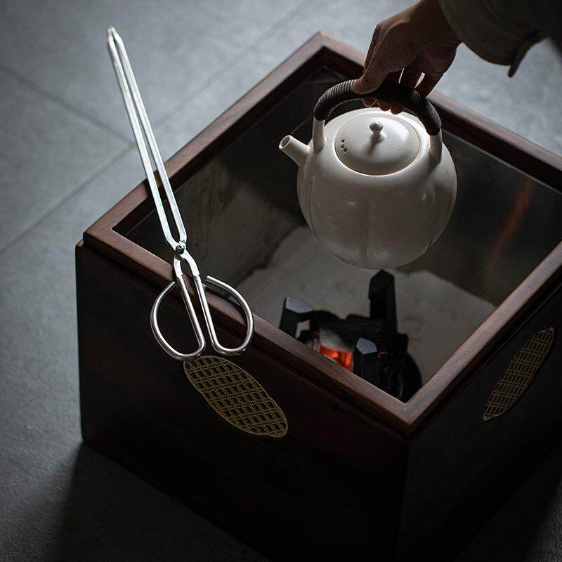 日式胡桃木火钵炭炉箱煮茶炉茶道配件取暖烤火箱炉茶室用具