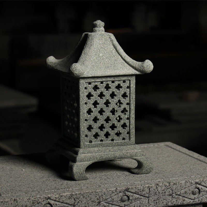 石雕灯笼摆件青石微景观石头灯家居饰品复古小宫灯茶空间石器配套