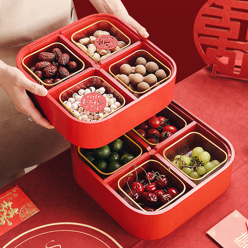 早生贵子结婚压床摆件干果组合装结婚果盘模具订婚水果盘乔迁礼品