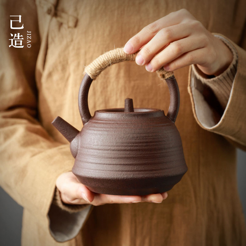 己造 围炉煮茶壶带盖烤火壶侧把提梁壶烤奶茶罐罐壶大容量可干烧