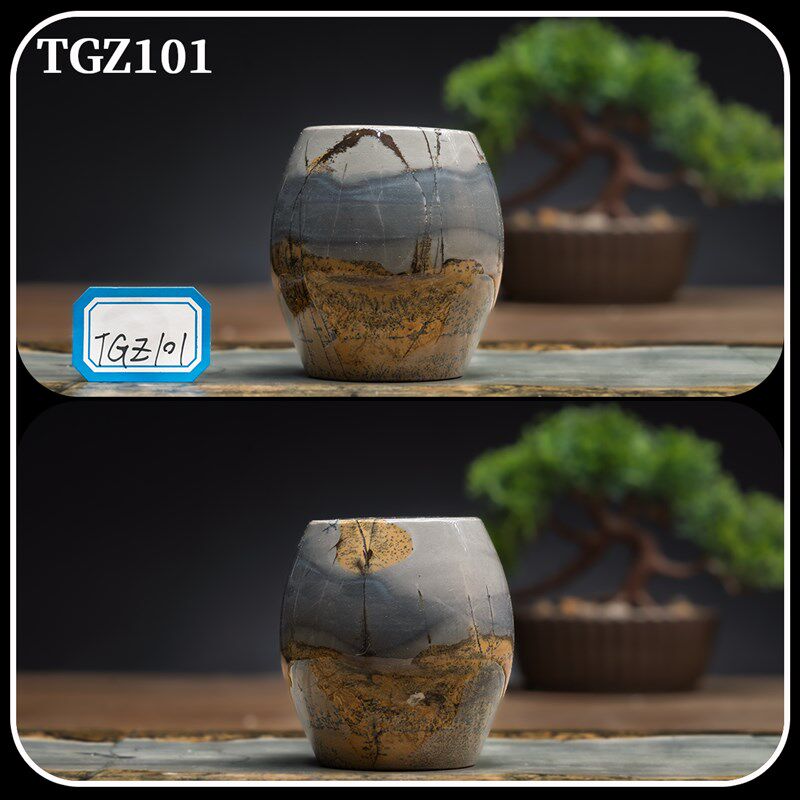 广西草花国画石精品盖置茶具茶盘奇石摆件工艺品上漆款TGZ101-150