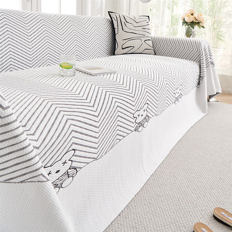 凉感科技布冰丝一片式可机洗防滑沙发巾盖布2024夏季新款防滑盖毯