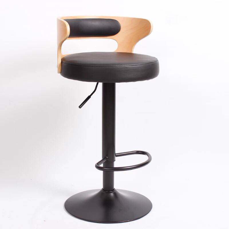 欧式实木吧台椅酒吧椅升降旋转前台靠背椅子收银吧凳转椅高脚桌椅