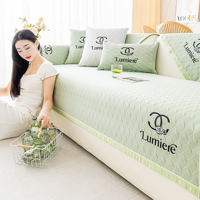 冰丝沙发垫夏季沙发凉席皮沙发凉垫2024新款套罩巾盖布坐垫子夏天