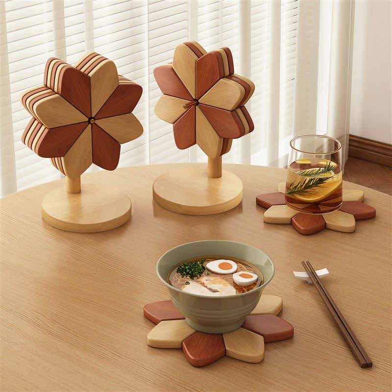 风车隔热垫竹木质餐桌防烫耐高温菜盘子碗垫创意摆件折叠锅垫杯垫,居家布艺,餐垫,淘宝优惠券,粉丝福利购,淘宝优惠卷