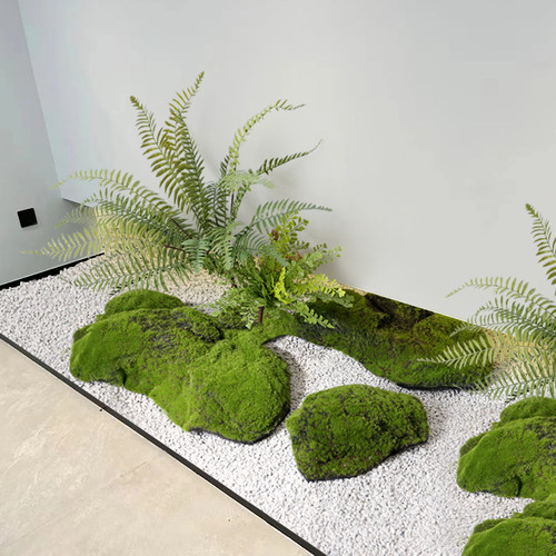 仿真苔藓块绿植造景装饰假青苔石头景观搭配庭院橱窗软装布景摆件