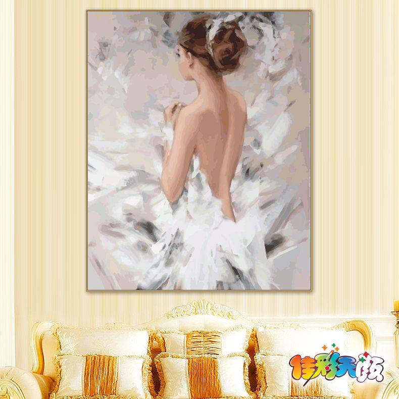 佳彩天颜diy数字油画人物音乐女孩填色手绘抽象装饰画名画油彩画