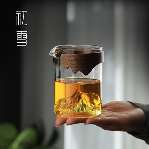 功夫茶分茶杯玻璃公道杯观山创意茶滤公杯茶漏套装茶具配件分茶器