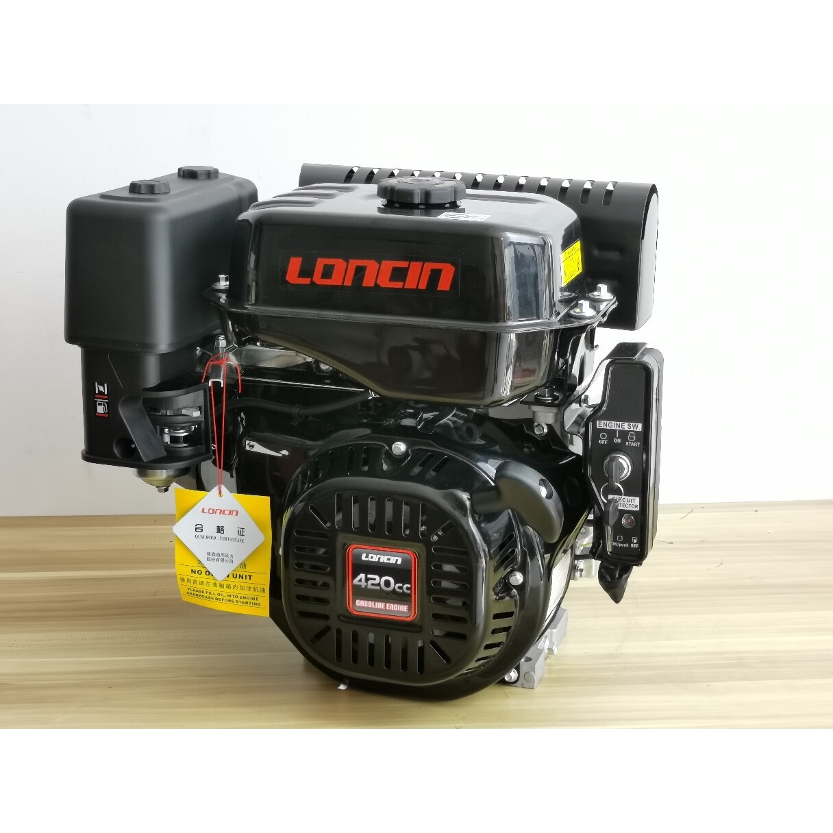 隆鑫Loncin汽油发动机420cc190FD电启动长排消音器15马力船膨化机