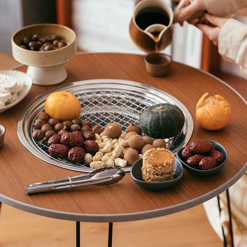 围炉煮茶桌子家用室内烤火炉套装器具全套配件烧烤碳火炉庭院取暖