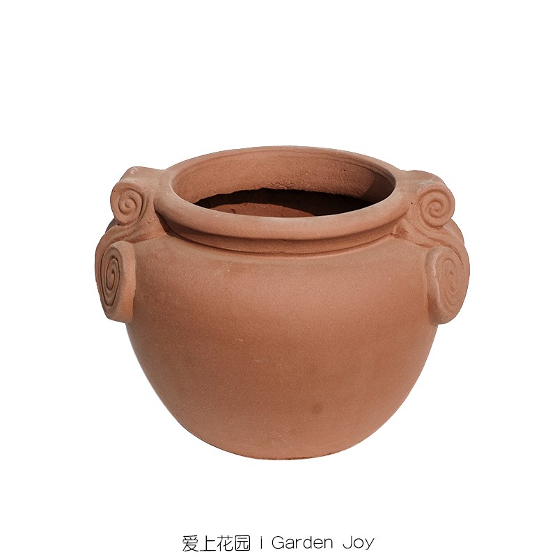 丨荷兰工饰 厂陶粗陶花盆 花园装红摆件 卷耳大肚坛