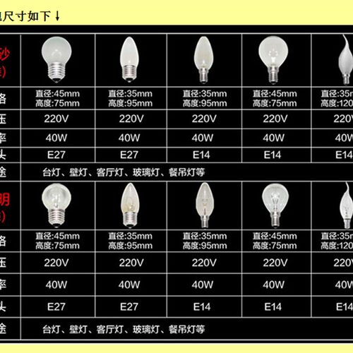 五螺E灯7瓦口钨丝2可调光灯泡e14蜡烛尖泡拉尾球泡5W40W25w60w15w