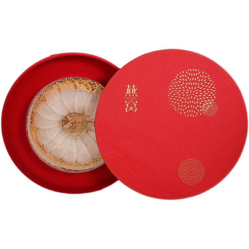 木色记燕窝包装盒 礼品盒燕高礼盒包装窝档圆窝盒子红色皮盒燕形
