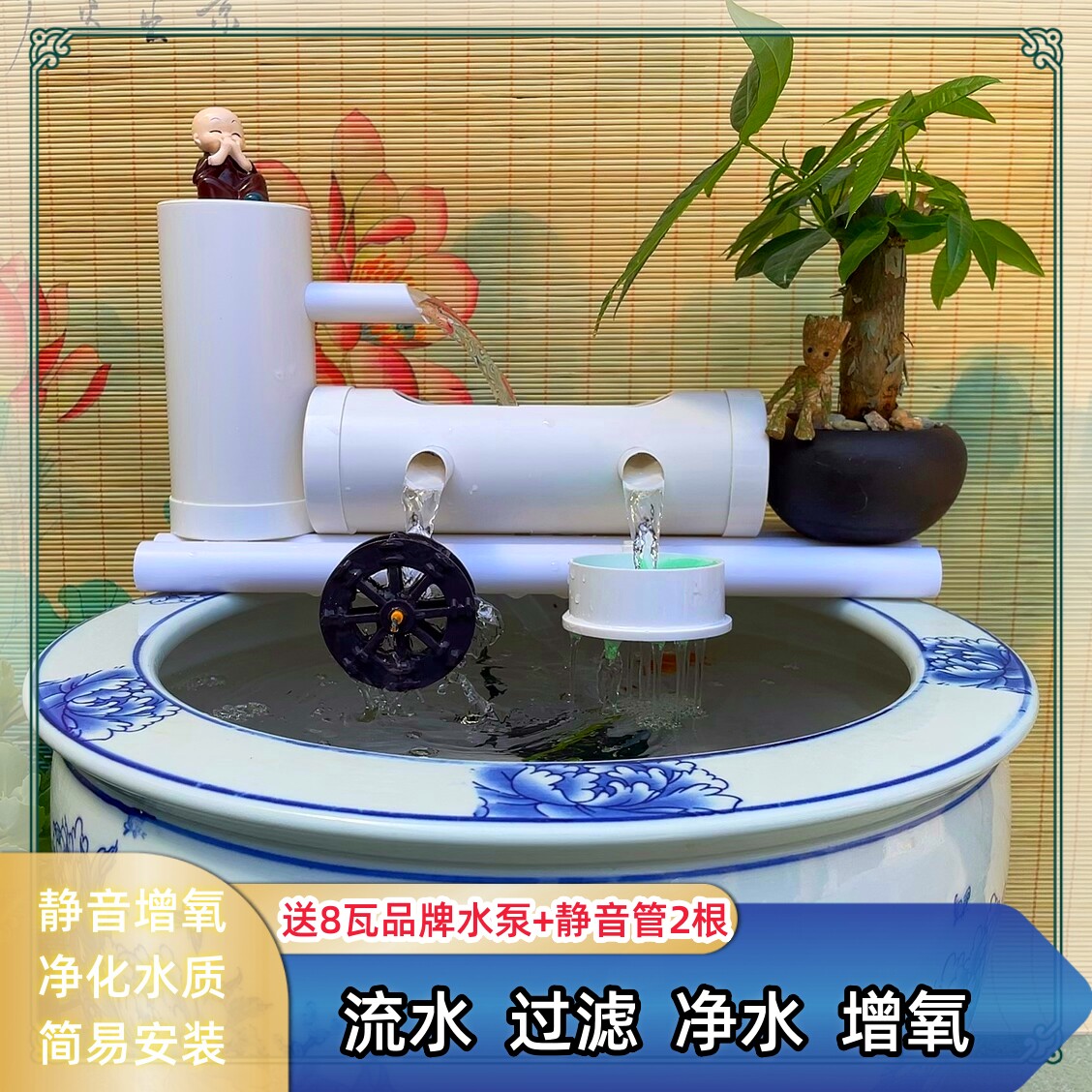 鱼缸过滤器过滤循环水泵制氧一体机三合一氧气泵小型超静音小增氧