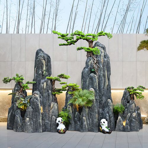 大型假山流水喷泉茶室内玄关店铺酒店公司大堂装饰招财造景观摆件