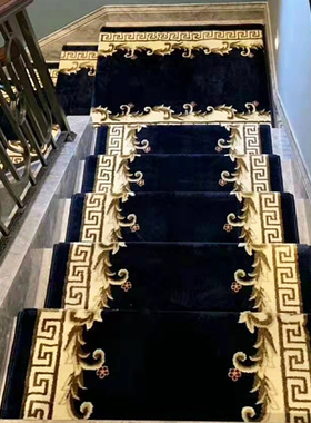 定制楼梯踏步垫地毯阶梯式实木蓝色免胶自粘家用长方形别墅防滑垫