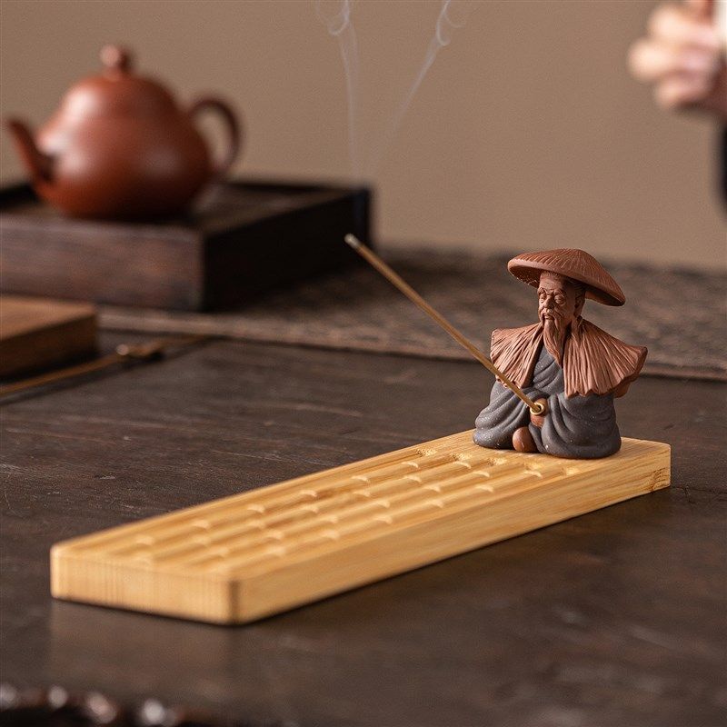 紫砂创意姜太公钓鱼线香插家用覆古香座茶室微景观造景人物小摆件,家居饰品,香托/香盘/香座/香插,淘宝优惠券,粉丝福利购,淘宝优惠卷