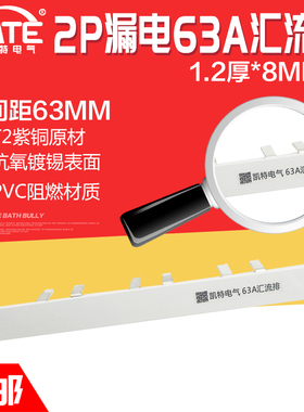 2P漏电63A汇流排 紫铜1.2*8 DZ47空开连接排C45断路器接线排KT008