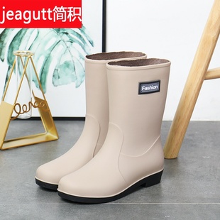 防滑工作胶鞋 短筒雨鞋 水鞋 中筒雨靴防水优雅外穿夏季 水靴女 女时尚