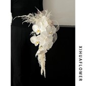 仿真花手捧花成品定制蝴蝶兰婚纱婚礼拍照道具高级塑料瀑布假花束