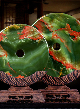 石诚记古青玉石平安扣摆件乔迁送礼品中式客厅玄关博古架家居饰品