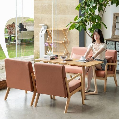 科技布餐厅清吧酒吧奶茶店桌椅组合咖啡厅卡座沙发椅餐饮家具商用