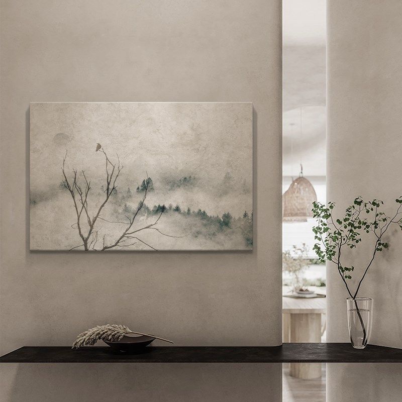 侘寂赤贫风风景艺术客厅挂画书房茶室意境装饰画样板间走廊无框画