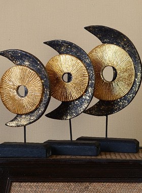 异丽 泰式家居创意装饰工艺品实木摆件客厅电视柜玄关酒柜摆设