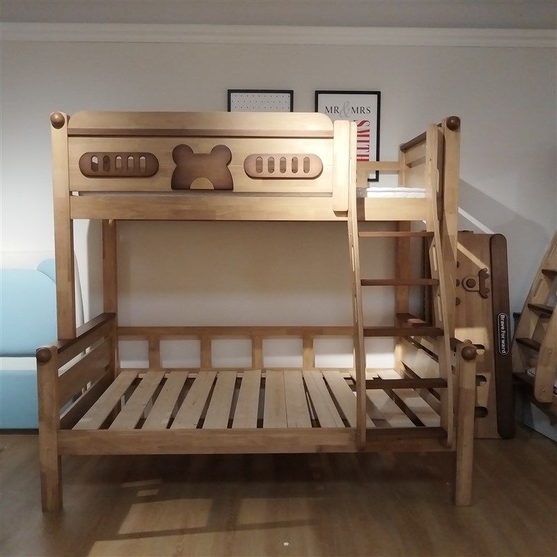 卡通熊全实木上下床双层床男生女孩树屋上下铺双人床高低床子母床