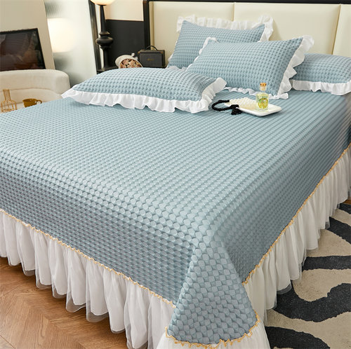 A类凉感豆豆席子三件套韩式公主床盖款冰丝凉席夏季按摩3D空调席